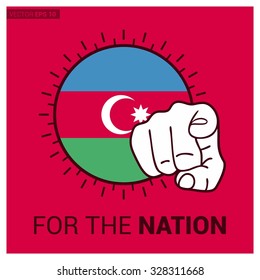 Azerbaijan  country flag in Circle and pointing finger at viewer typography Ready for the Nation. Vector Illustration