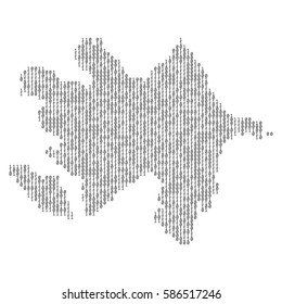 Azerbaijan country map made from binary code numbers.

