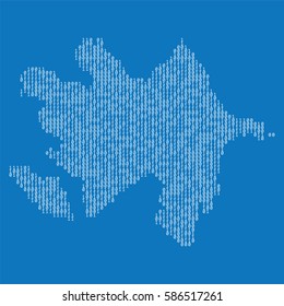 Azerbaijan country map made from binary code numbers.
