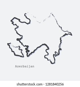 Azerbaijan country map shape. Brush style. Vector illustration