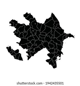 Vector de mapa del país de Azerbaiyán con zonas regionales