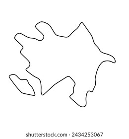 Azerbaijan country simplified map. Thin black outline contour. Simple vector icon