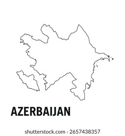 Azerbaijan country white contour basic political map.