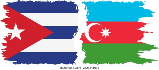 Azerbaijan and  Cuba grunge flags connection, vector