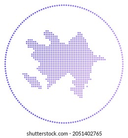 Azerbaijan digital badge. Dotted style map of Azerbaijan in circle. Tech icon of the country with gradiented dots. Powerful vector illustration.