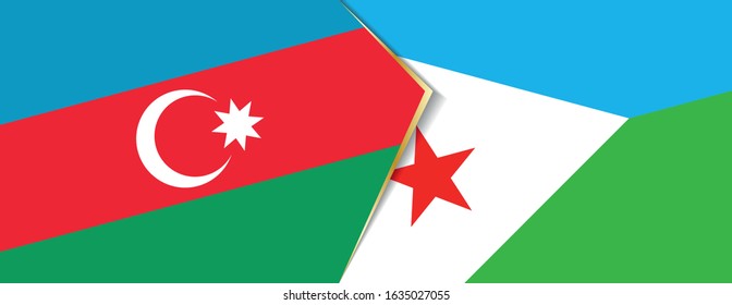 Azerbaijan and Djibouti flags, two vector flags symbol of relationship or confrontation.