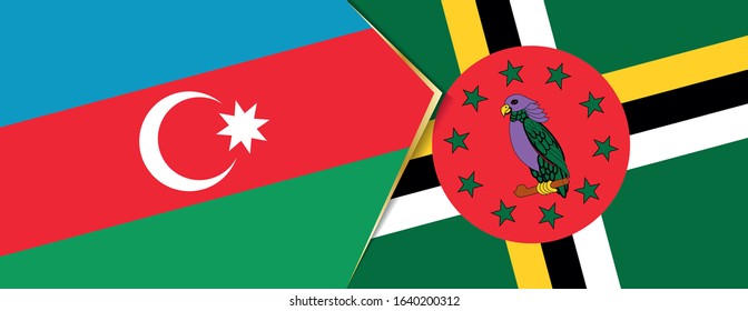Azerbaijan and Dominica flags, two vector flags symbol of relationship or confrontation.