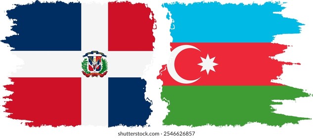 conexão de bandeiras grunge do Azerbaijão e da República Dominicana, vetor