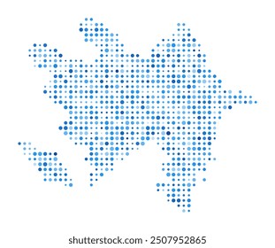 Azerbaijan Dot Map. Country Digital Style Shape. Azerbaijan vector image. Country shape blue circular dots. Beautiful vector illustration.