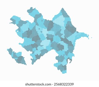 Azerbaijan dotted map. Digital style map of the country on white background. Azerbaijan shape with square dots. Colored dots style. Small size squares. Trending vector illustration.