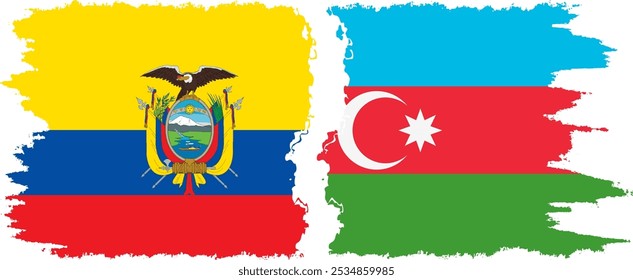 Azerbaijan and Ecuador grunge flags connection, vector