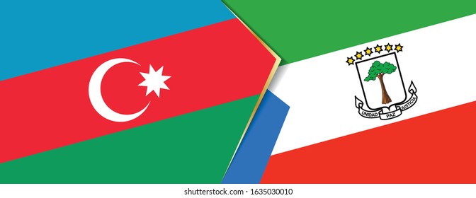 Azerbaijan and Equatorial Guinea flags, two vector flags symbol of relationship or confrontation.