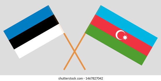 Azerbaijan and Estonia. Crossed Azerbaijani and Estonian flags