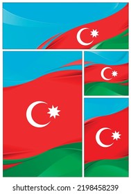 Azerbaijan flag abstract colors background. Collection banner design. brochure vector illustration Baku