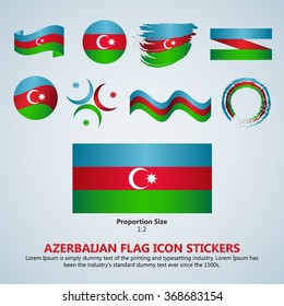 Azerbaijan flag awesome icon stickers vector illustration