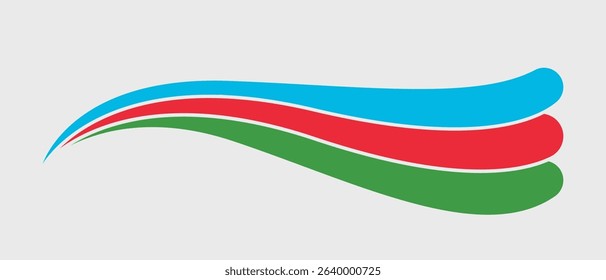 Azerbaijan flag, Azerbaijanis flag tricolor curvy design, Azerbaijan wavy flag without crescent moon and star