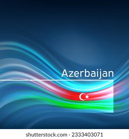 Azerbaijan flag background. Abstract azerbaijani flag in blue sky. National holiday card design. State banner, azerbaijan poster, patriotic cover, flyer. Business brochure design. Vector illustration