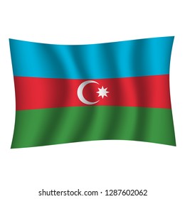 Azerbaijan flag background with cloth texture. Azerbaijan Flag vector illustration eps10. - Vector