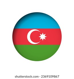 Azerbaijan flag - behind the cut circle paper hole with inner shadow.