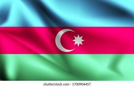 Azerbaijan flag blowing in the wind. part of a series. Azerbaijan waving flag.