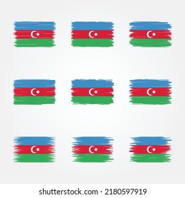 Azerbaijan Flag Brush Collection. National Flag