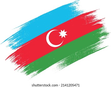 Azerbaijan flag with brush paint textured isolated  on png or transparent background,Symbol of Azerbaijan,template for banner,promote, design, and business matching country poster, vector 