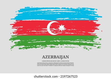 Azerbaijan flag with brush stroke effect and information text poster, vector background
