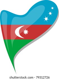 azerbaijan flag button heart shape. vector