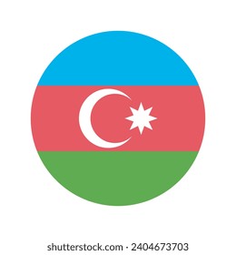 Azerbaijan flag. Button flag icon. Standard color. Circle icon flag. Computer illustration. Digital illustration. Vector illustration.