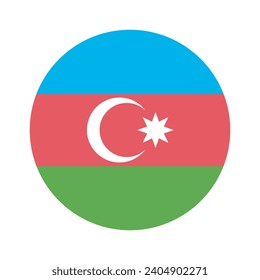 Bandera de Azerbaiyán. Icono de indicador de botón. Color estándar. Indicador de icono de círculo. Ilustración del equipo. Ilustración digital. Ilustración vectorial.