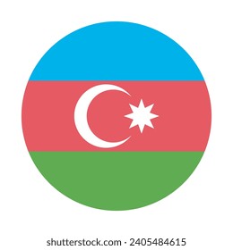 Azerbaijan flag. Button flag icon. Standard color. Circle icon flag. Computer illustration. Digital illustration. Vector illustration.