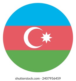 Azerbaijan flag. Button flag icon. Standard color. Circle icon flag. Computer illustration. Digital illustration. Vector illustration.