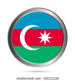 Azerbaijan flag button on a white background. The colors of the original. Vector illustration.