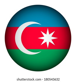 Azerbaijan flag button on a white background. Vector illustration.