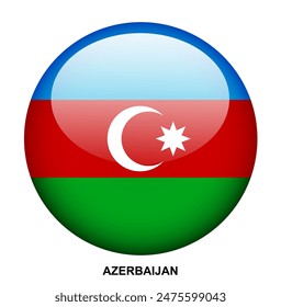 AZERBAIJAN flag button on white background