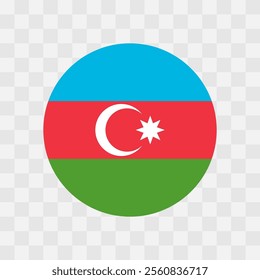 Azerbaijan flag - circle vector flag isolated on checkerboard transparent background