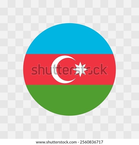 Azerbaijan flag - circle vector flag isolated on checkerboard transparent background