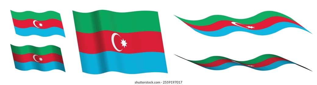 Azerbaijan Flag Collection. Vector Illustrations.