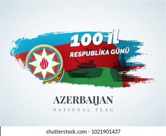 azerbaijan flag democratic republic day baku 100 year anniversary 28 may