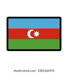 Azerbaijan flag design icon emoticon. Vector illustration on white background of Azerbaijan flag.