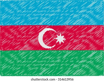 azerbaijan flag embroidered zigzag