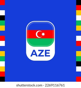 azerbaijan flag euro, european  football 2024 tournament.