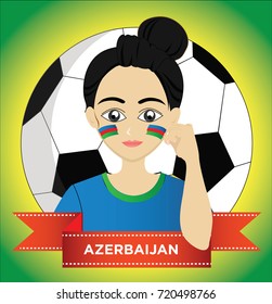 Azerbaijan flag football brunette girl vector illustration sport background