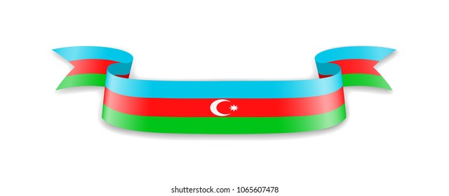 Azerbaijan flag in the form of wave ribbon. Vector illustration.