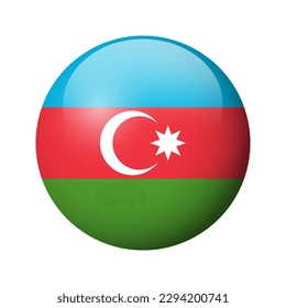 Azerbaijan flag - glossy circle badge. Vector icon.