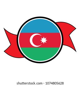 Azerbaijan flag in glossy round button of icon. flag logo of Azerbaijan emblem isolated on white background, Azerbaijan national concept sign, Vector illustration.