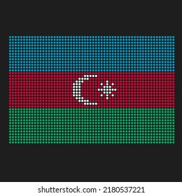Azerbaijan flag with grunge texture in dot style. Abstract vector illustration of a flag with halftone effect for wallpaper. Happy Independence Day background concept.
