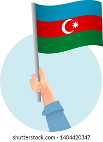 Azerbaijan flag in hand icon