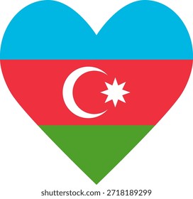 Botón de corazón de bandera de Azerbaiyán. Prensa el Botón del corazón. La Imagen es conveniente para imprimir, Web, App, tarjetas educativas, cursos de idiomas y así sucesivamente.