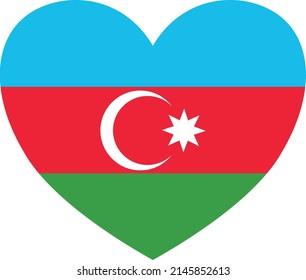 Azerbaijan  flag in heart shape isolated  on png or transparent  background.vector illustration